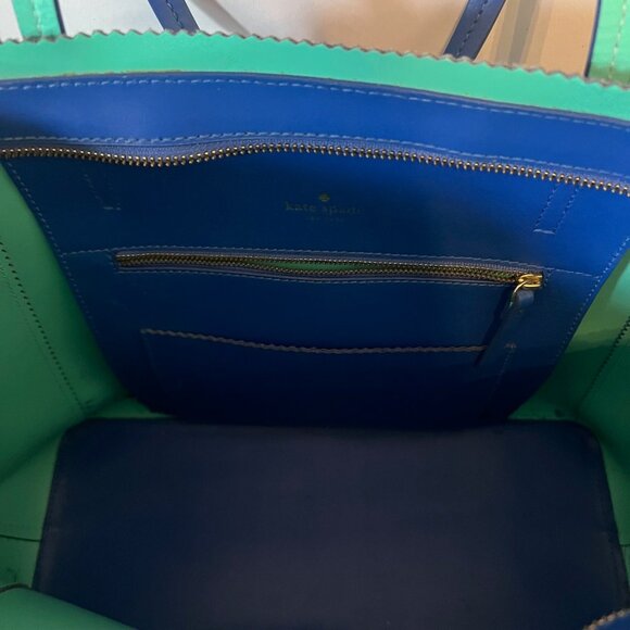 Kate Spade Blue and Teal Tote Zipper Closure - Picture 3 of 5